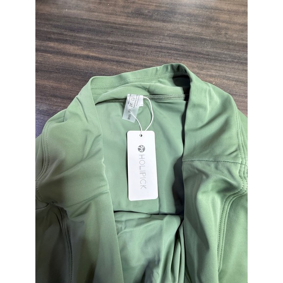 HOLIPICK Capri Leggings Activewear Drawstring Side Green Size 1X‎ 16W - Picture 6 of 6